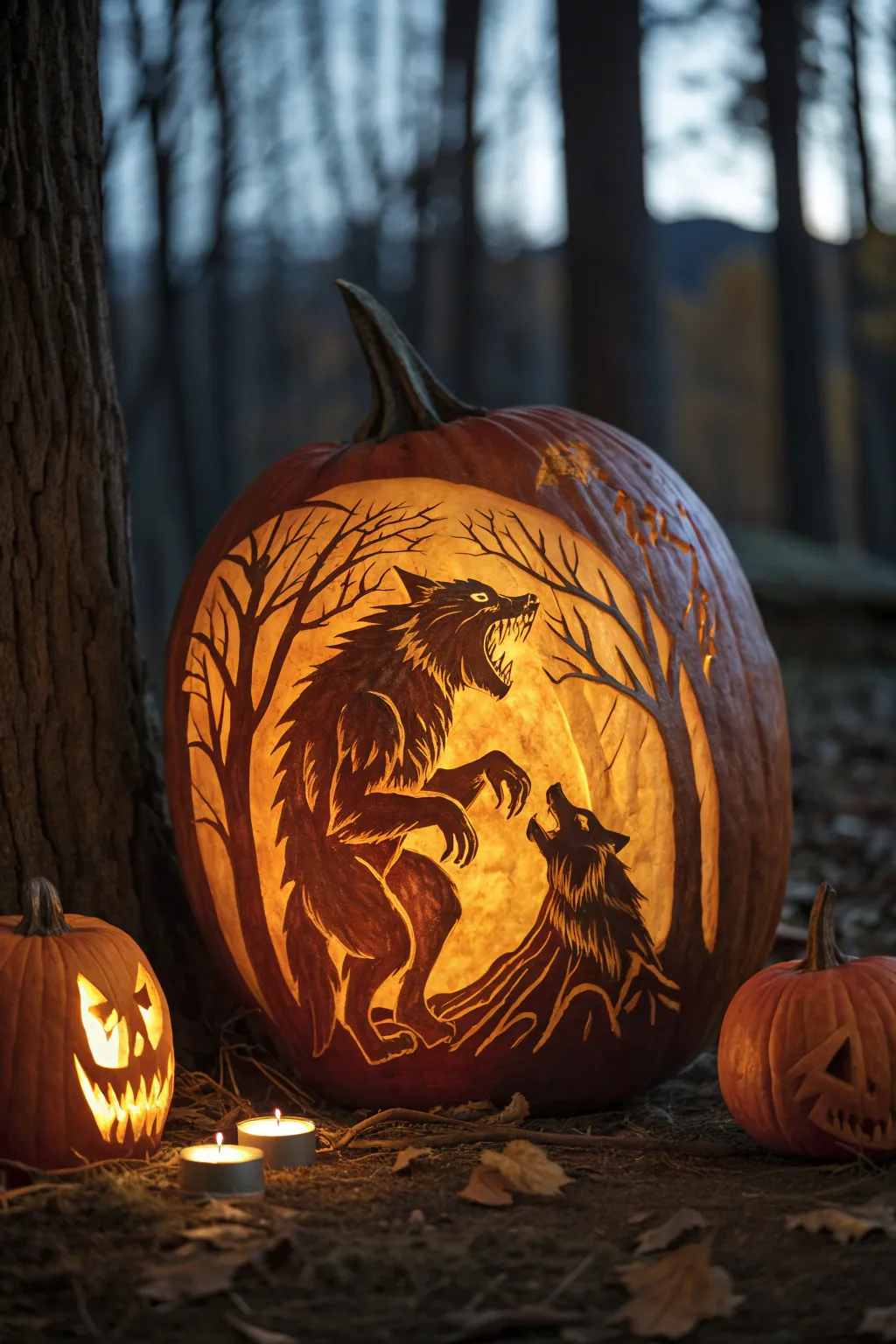 Masterful Craftsmanship: A Werewolf's Tale in Pumpkin Form