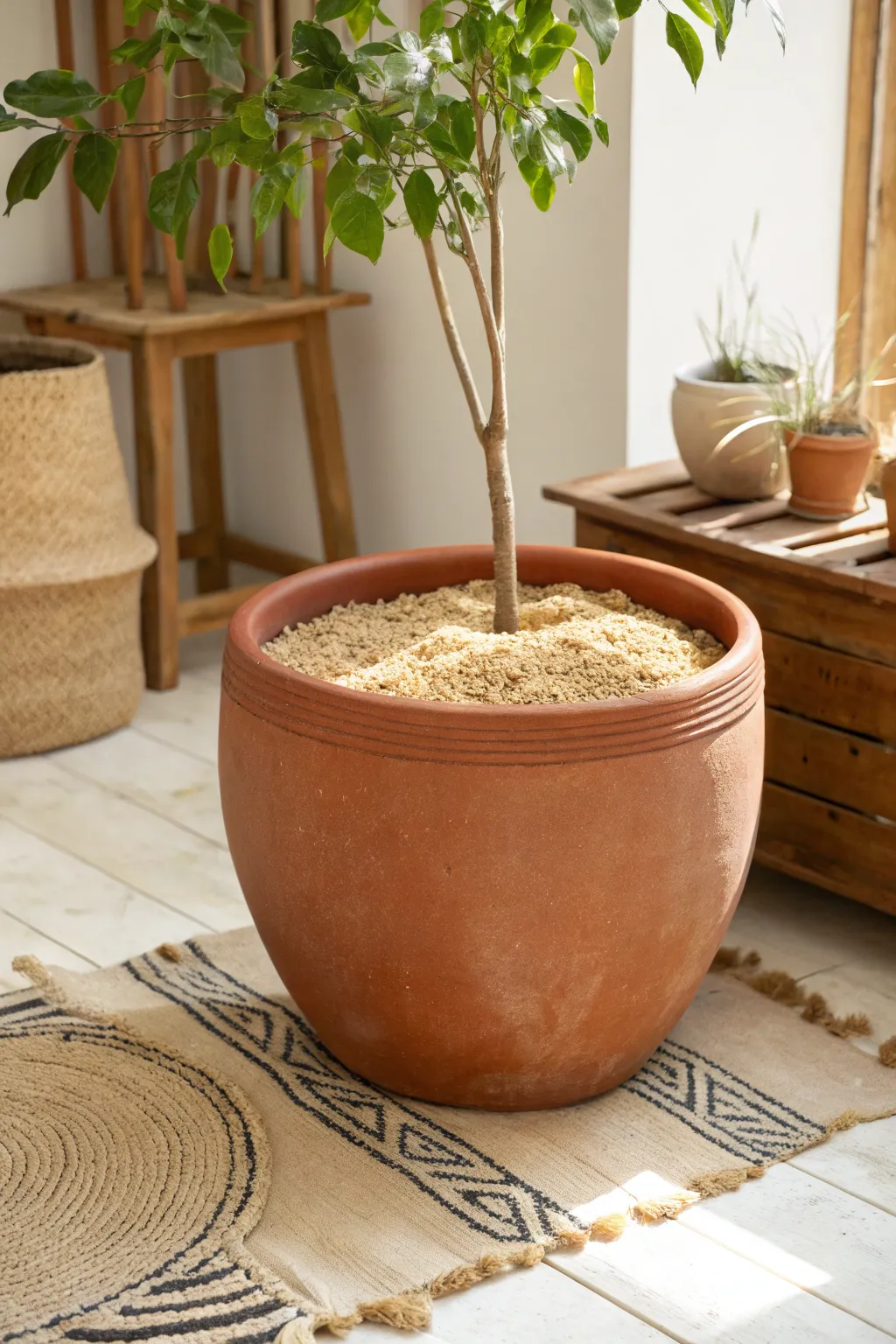 Discover the beauty in simplicity with sand layers for perfect planter drainage.
