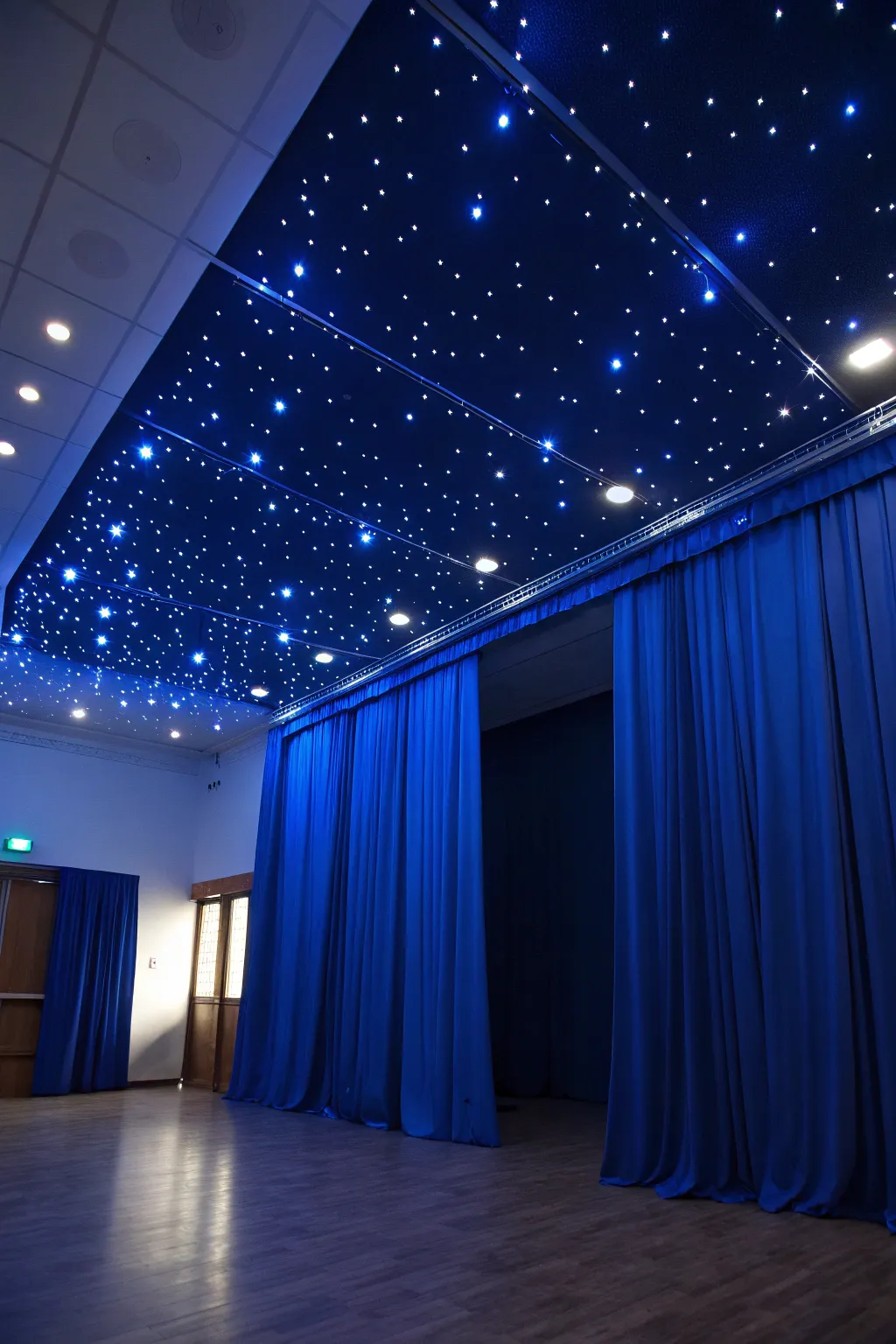 Magical starry night illumination for winter evenings.