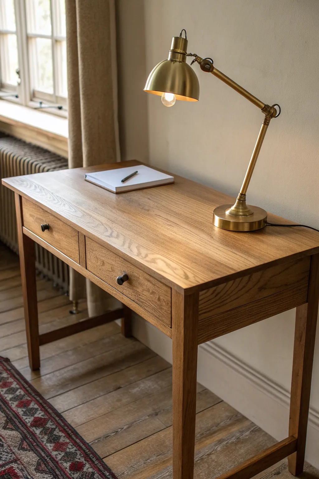 Embrace the elegance of simplicity with a handcrafted wooden desk that inspires focus and creativity.