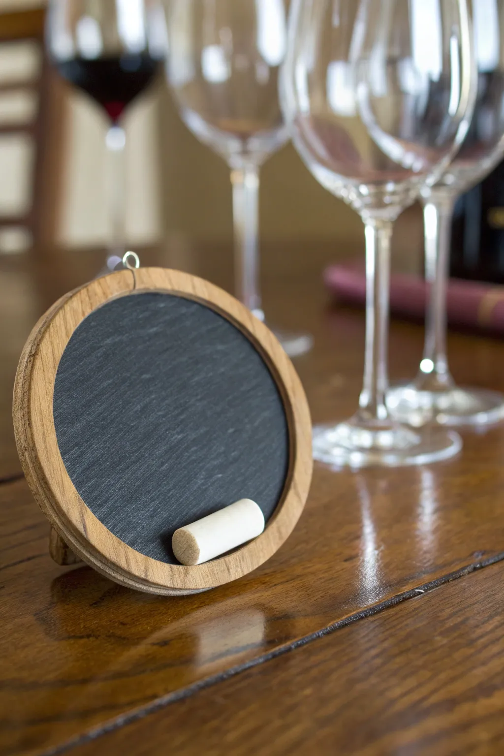 Elevate your gatherings with these charming handcrafted chalkboard wine charms.
