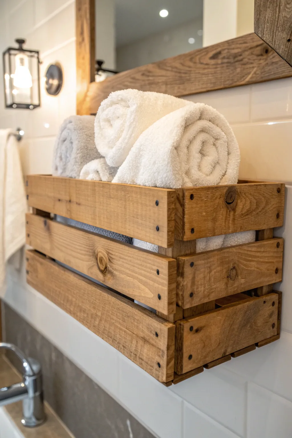 Add rustic charm to your bathroom with this handcrafted wooden towel holder.