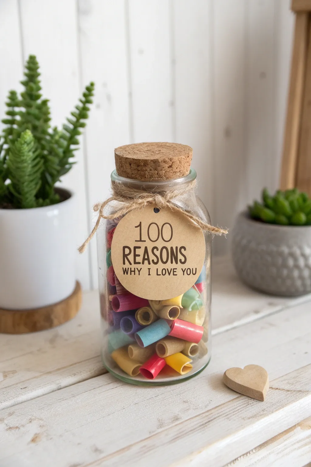 Sustainable love: A jar of heartfelt reasons crafted with care for the planet and your partner.