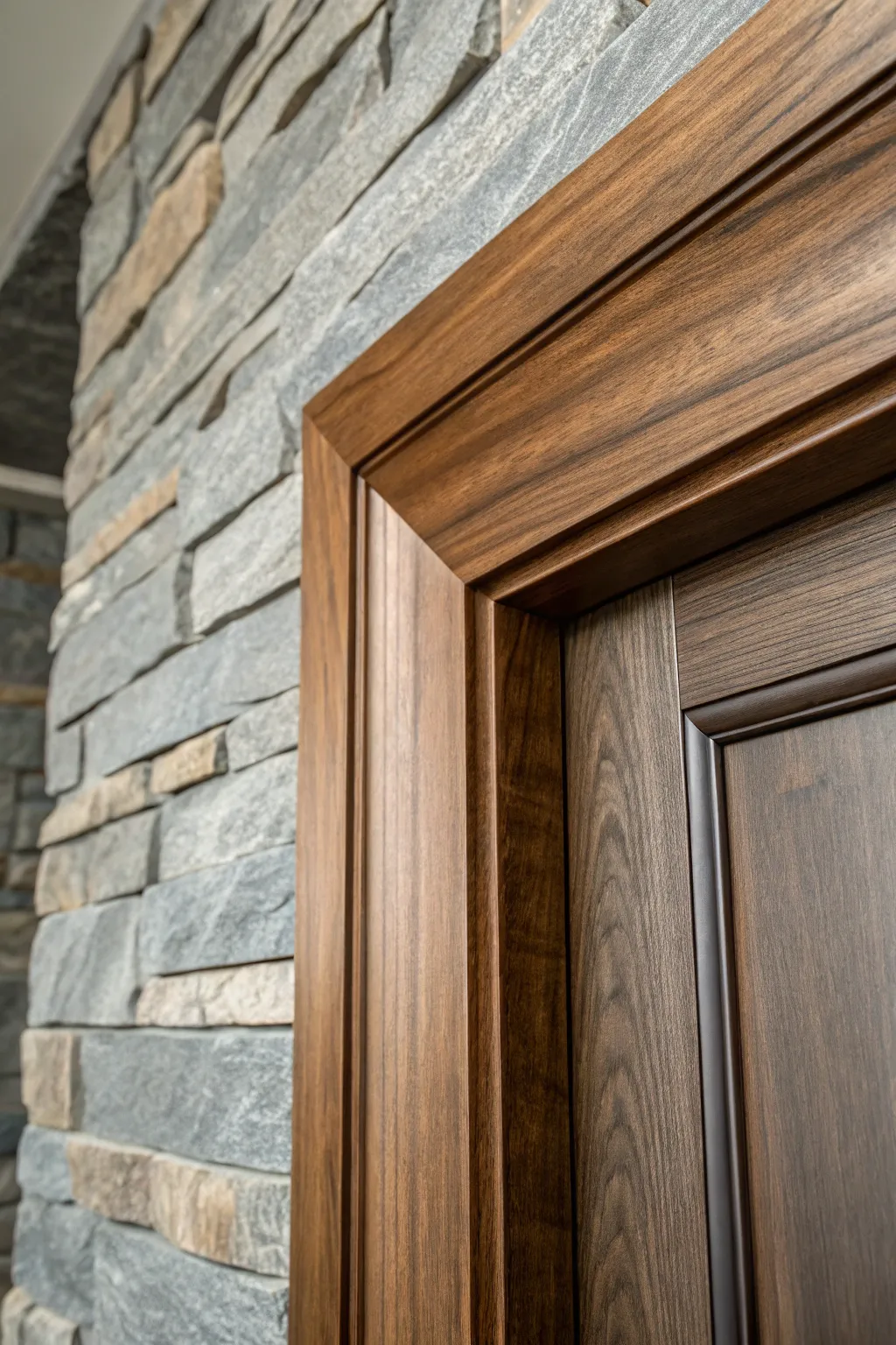 Elevate your decor with a stunning mixed-media masterpiece: walnut meets stone.