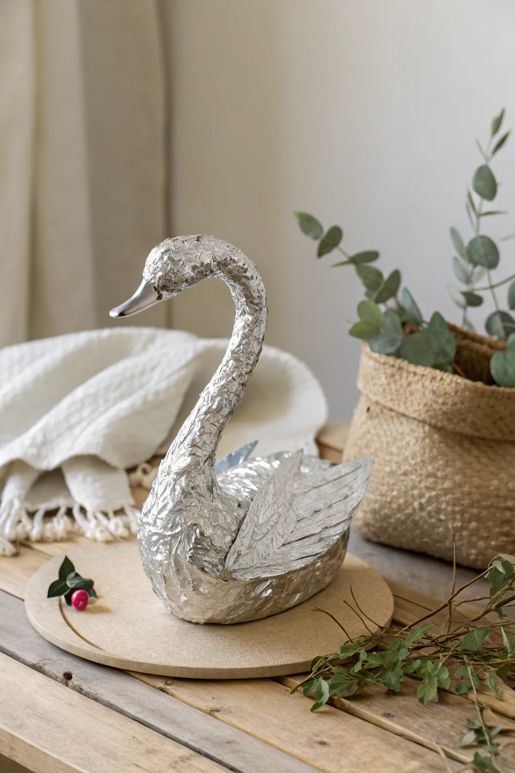 Embrace creativity with this simple yet stunning tin foil swan sculpture, perfect for little hands and big imaginations.