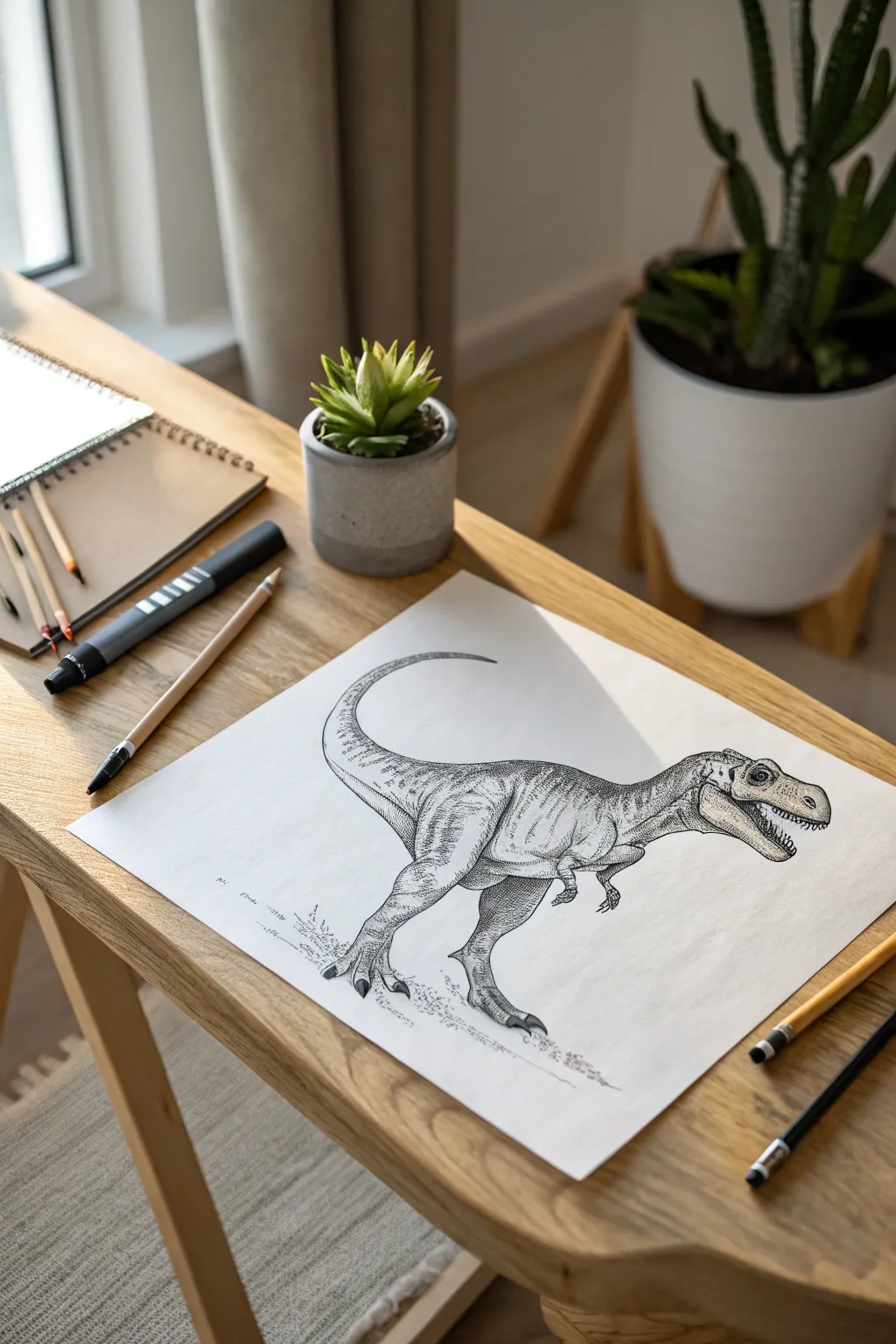 Inspire your little artist with a timeless T-Rex sketch—where imagination meets simplicity.