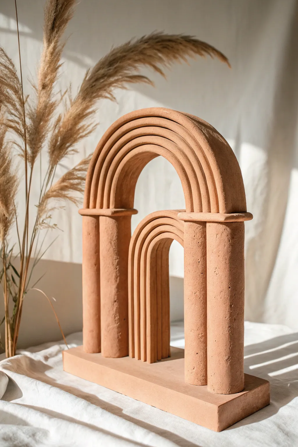 Discover the art of simplicity with this architectural-inspired clay sculpture, where ancient elegance meets modern minimalism.