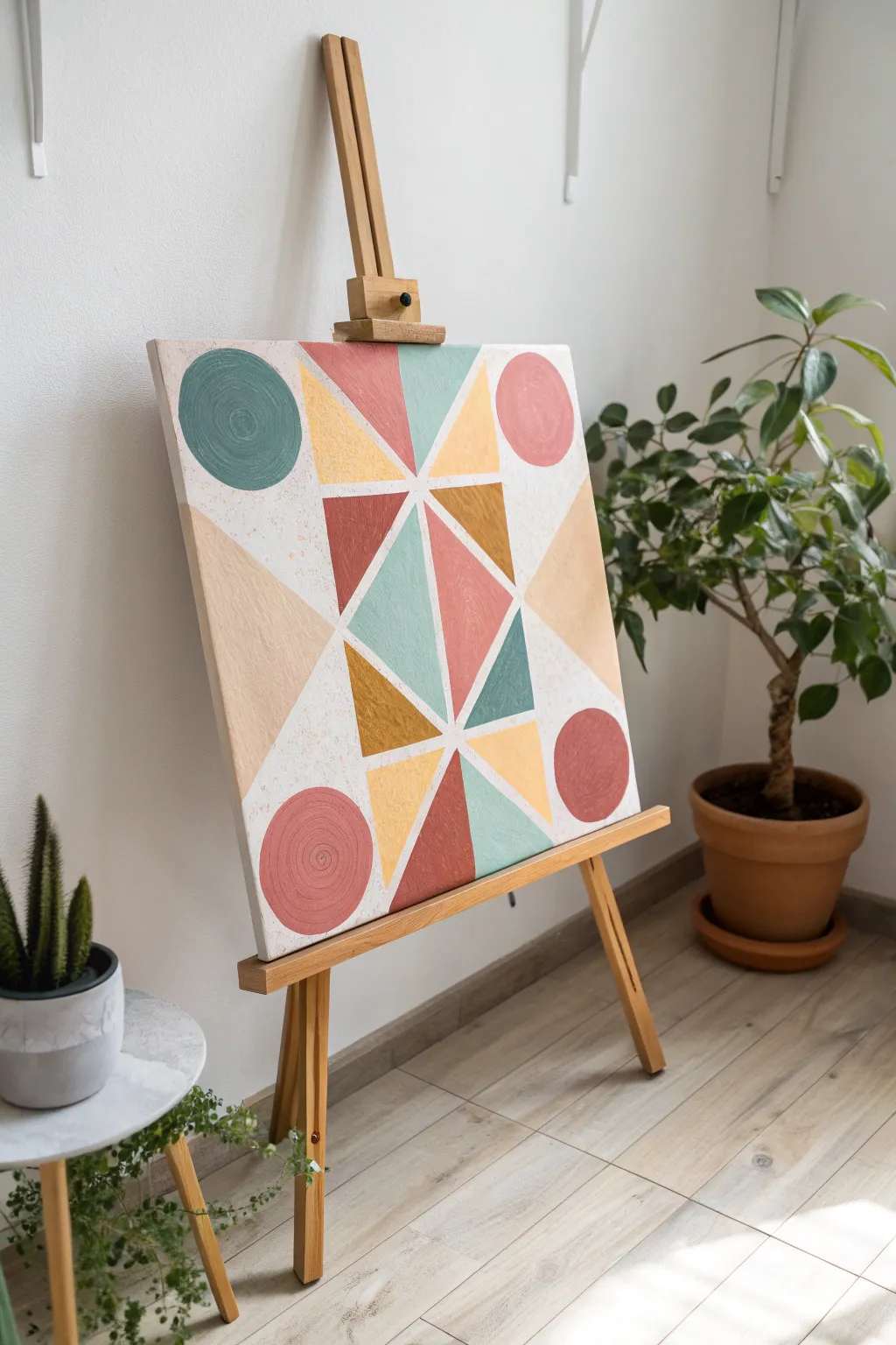 Unleash your creativity with a splash of color and geometry. Let each stroke tell a story. #AbstractArt #GeometricPatterns