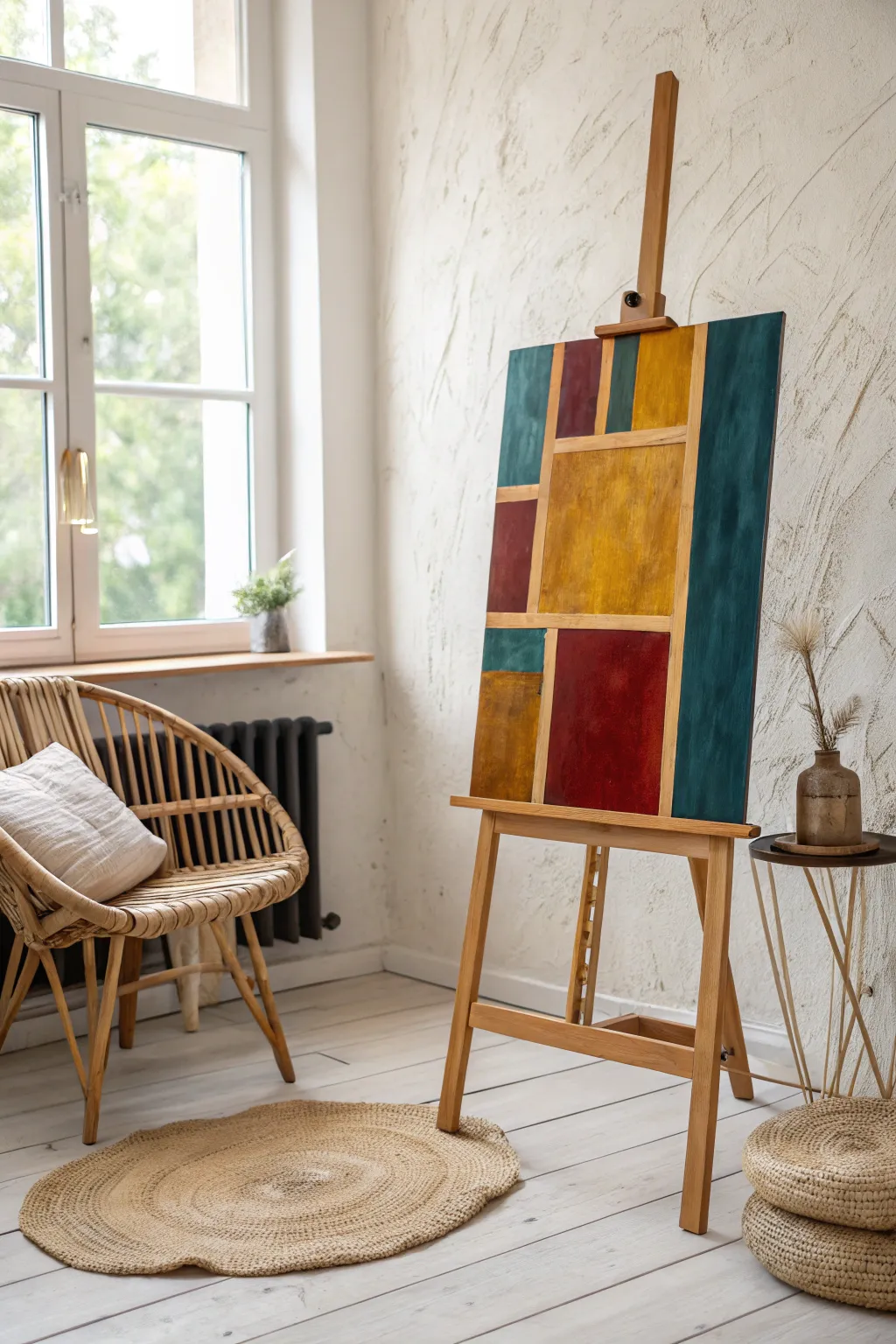 Elevate your space with the striking allure of bold color blocking, where craftsmanship meets modern artistry.