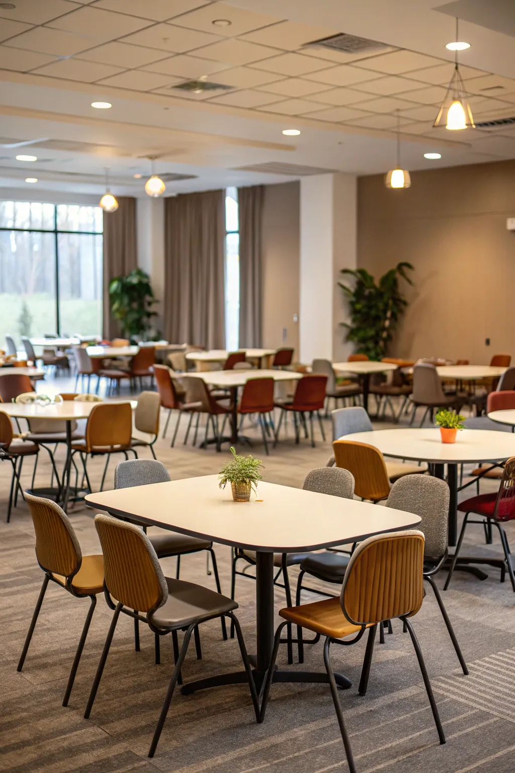 Moveable furniture ensures versatility and adaptability in the room.