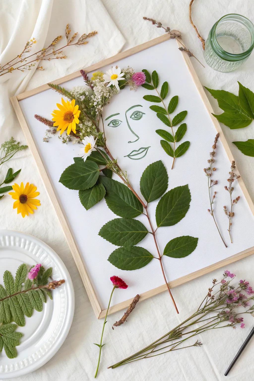 Embrace nature's beauty with this charming preschool craft: a self-portrait made from leaves, twigs, and flowers. Perfect for little hands and big imaginations!