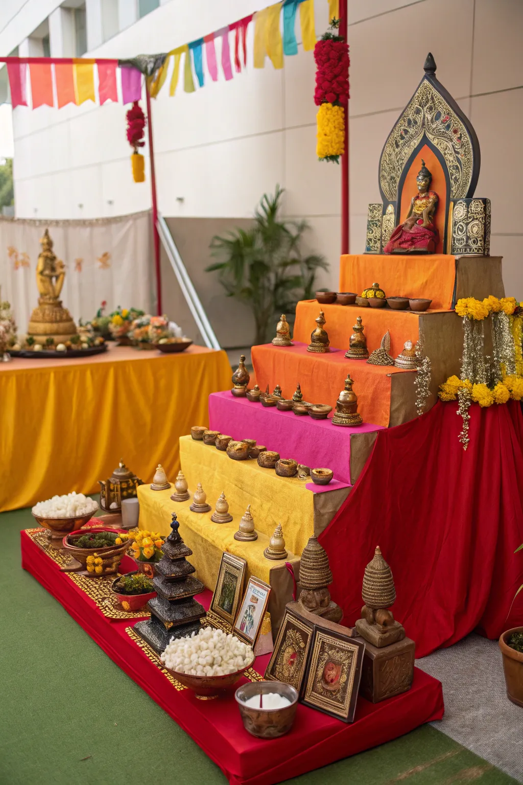 Cultural artifacts adding depth to the Annakut setup.