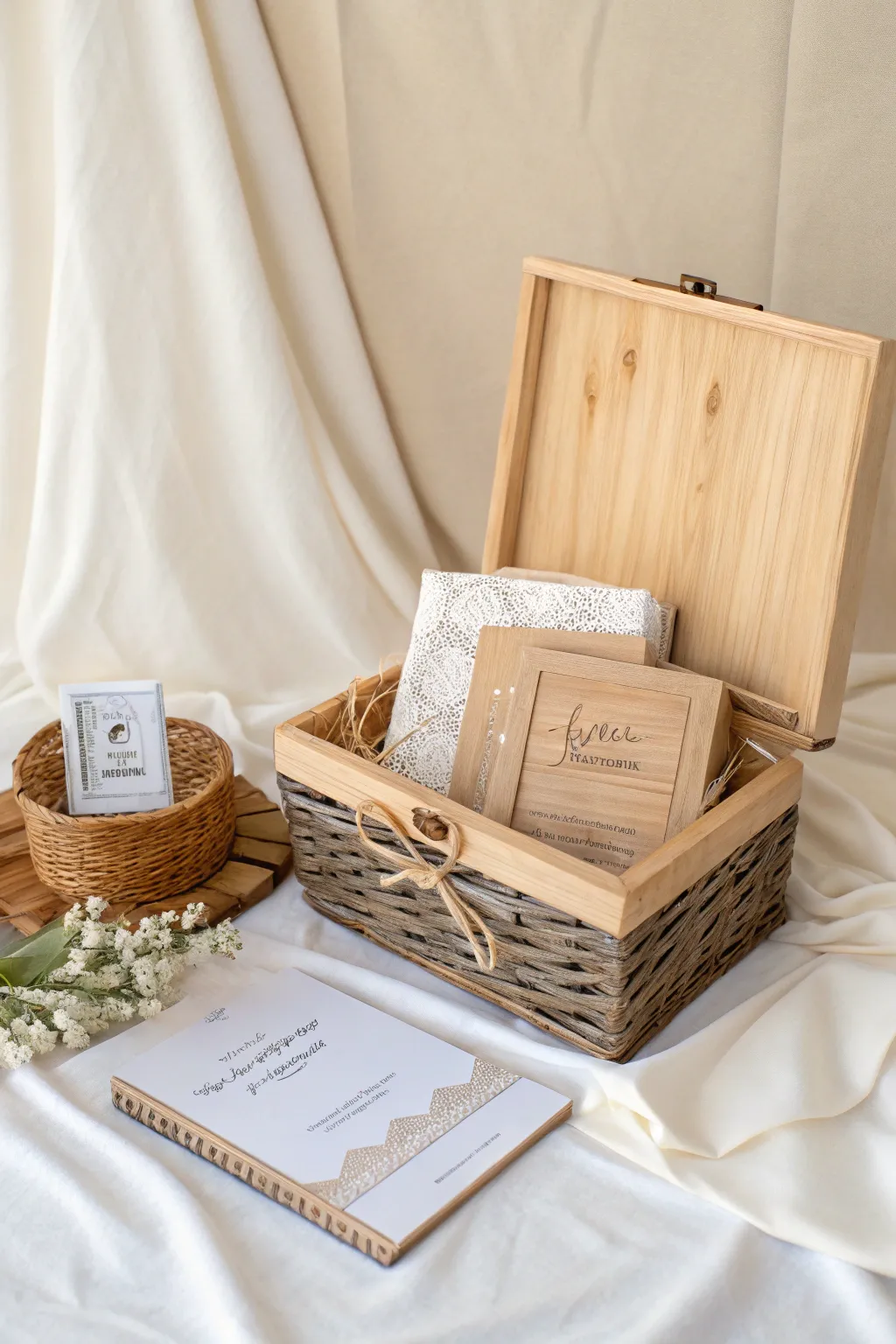 Capture cherished memories with a handcrafted keepsake basket, perfect for celebrating lasting love in minimalist style. 🌿✨