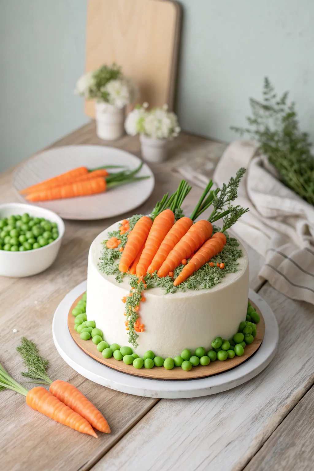 A playful twist on dessert: Carrot and Peas Cake, perfect for springtime gatherings. 🍰🥕🌿