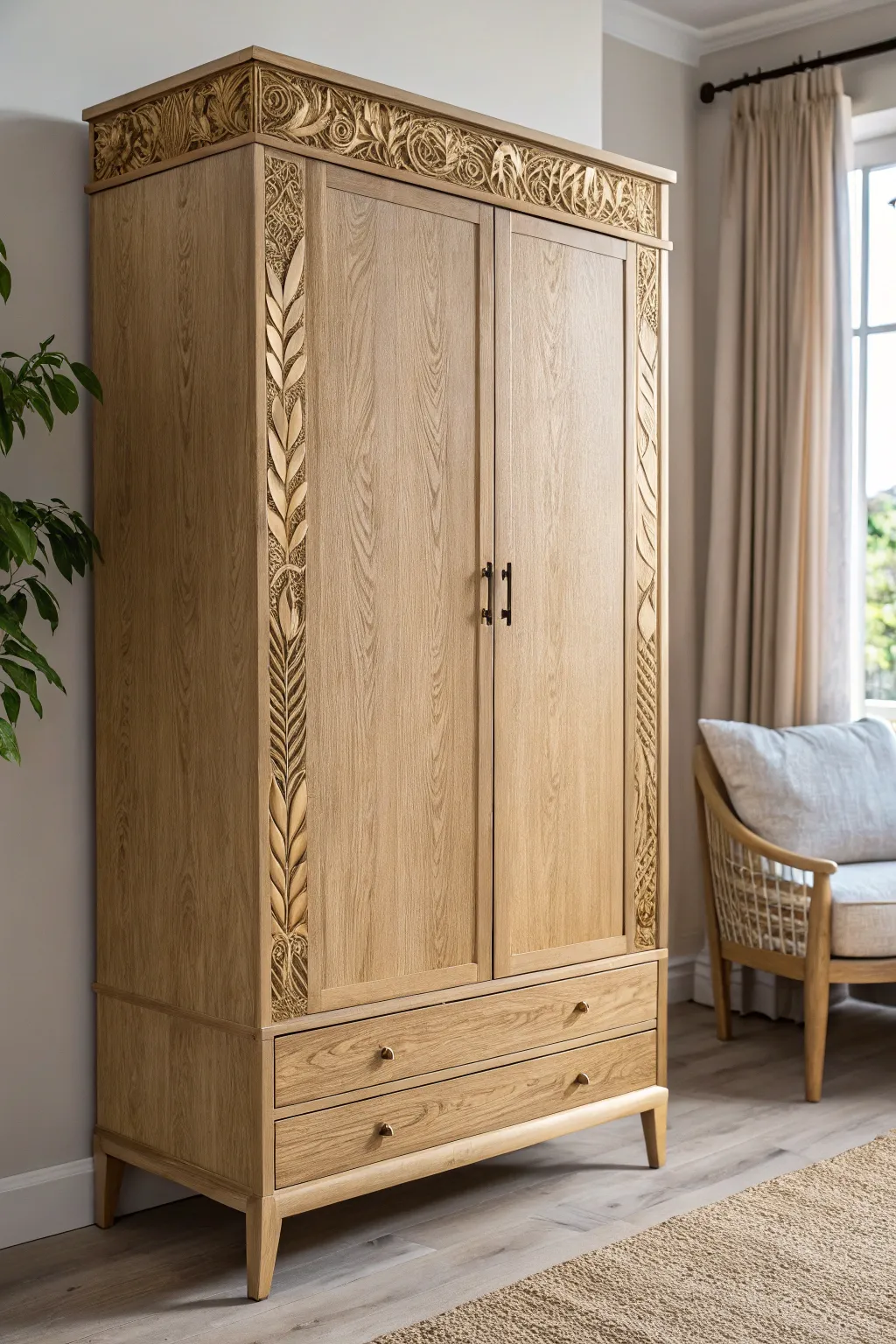 Transform your armoire with a touch of opulence using glamorous gold leaf accents.