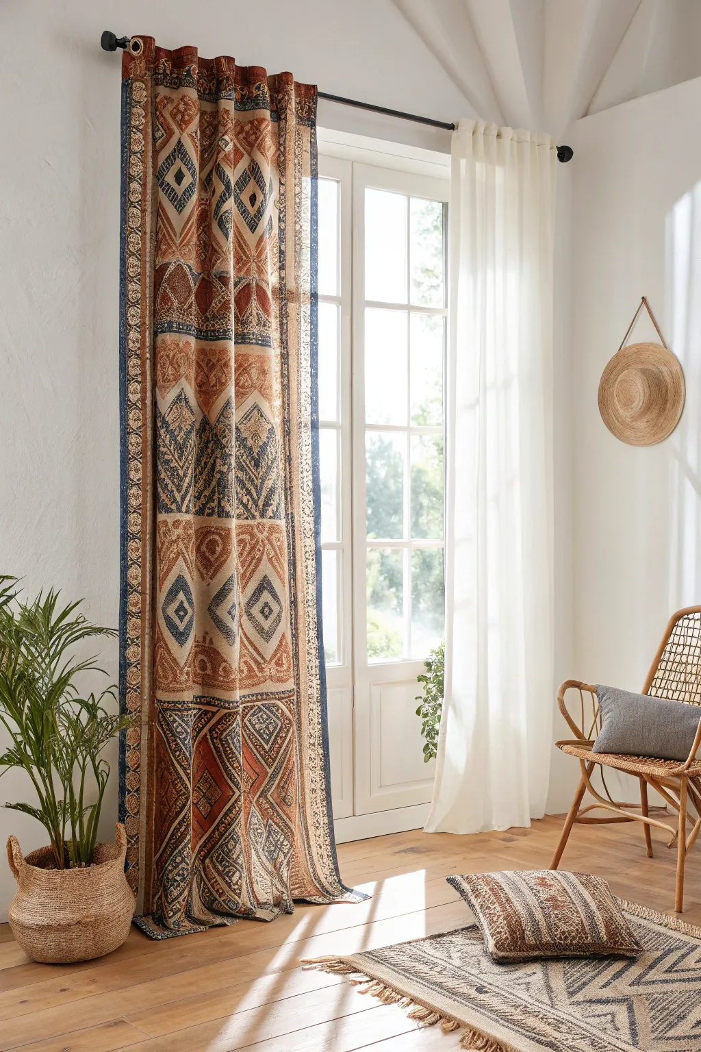 Transform your space with Aztec-patterned curtains that blend natural beauty and minimalist elegance.