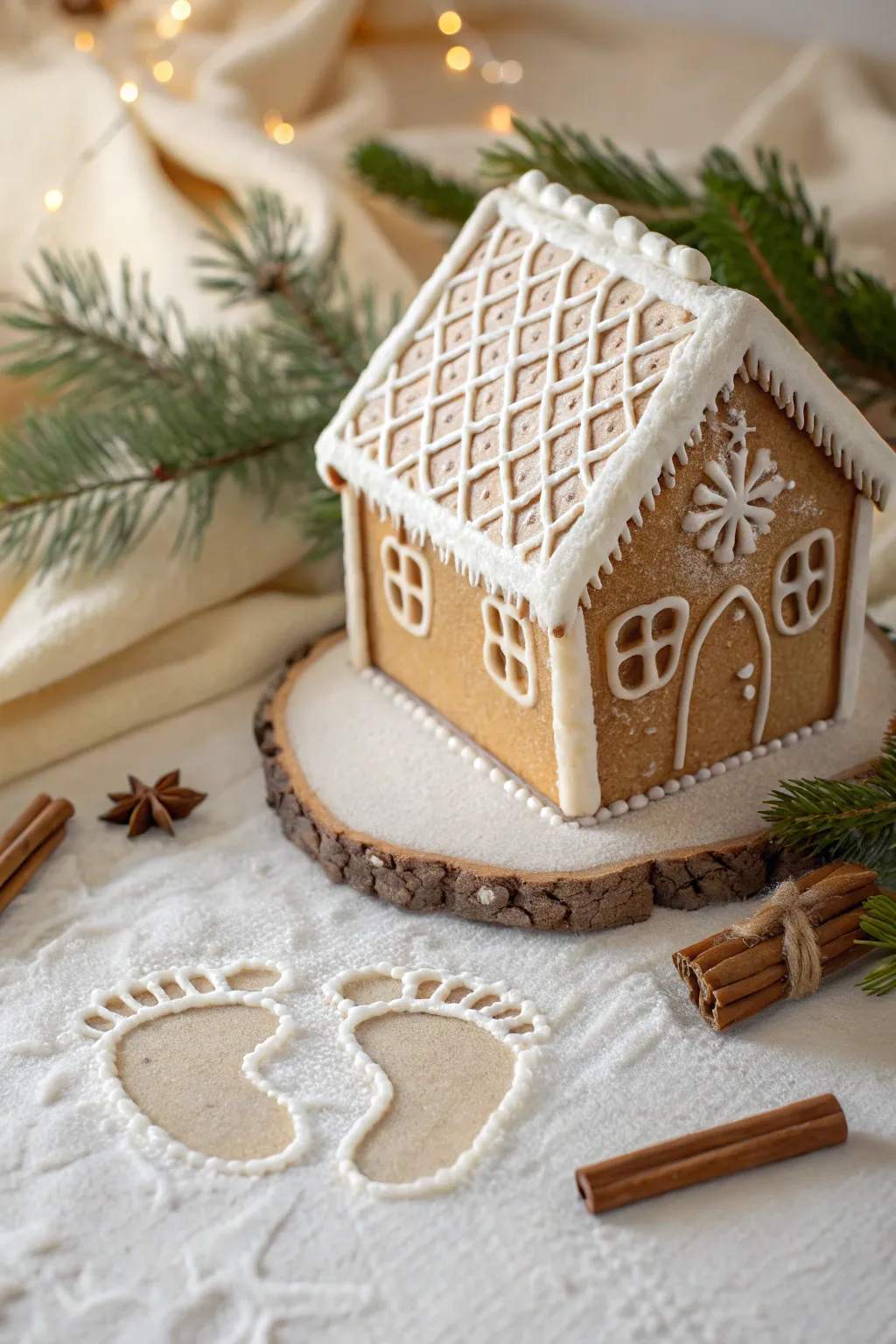 Capture holiday magic with a footprint gingerbread house – a charming keepsake that celebrates simplicity and natural beauty.