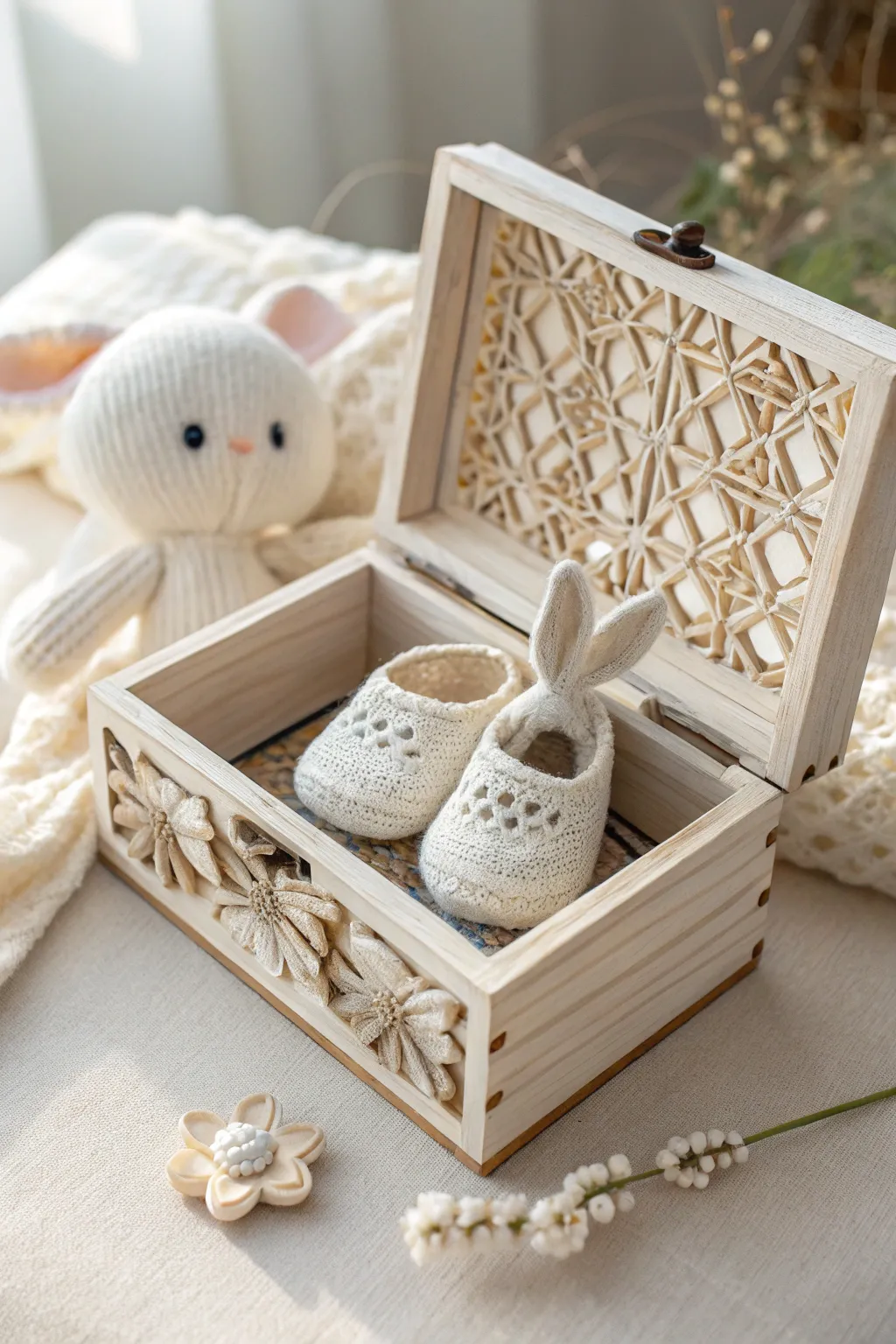 Capture precious memories with this beautifully crafted keepsake baby box, perfect for storing little treasures.