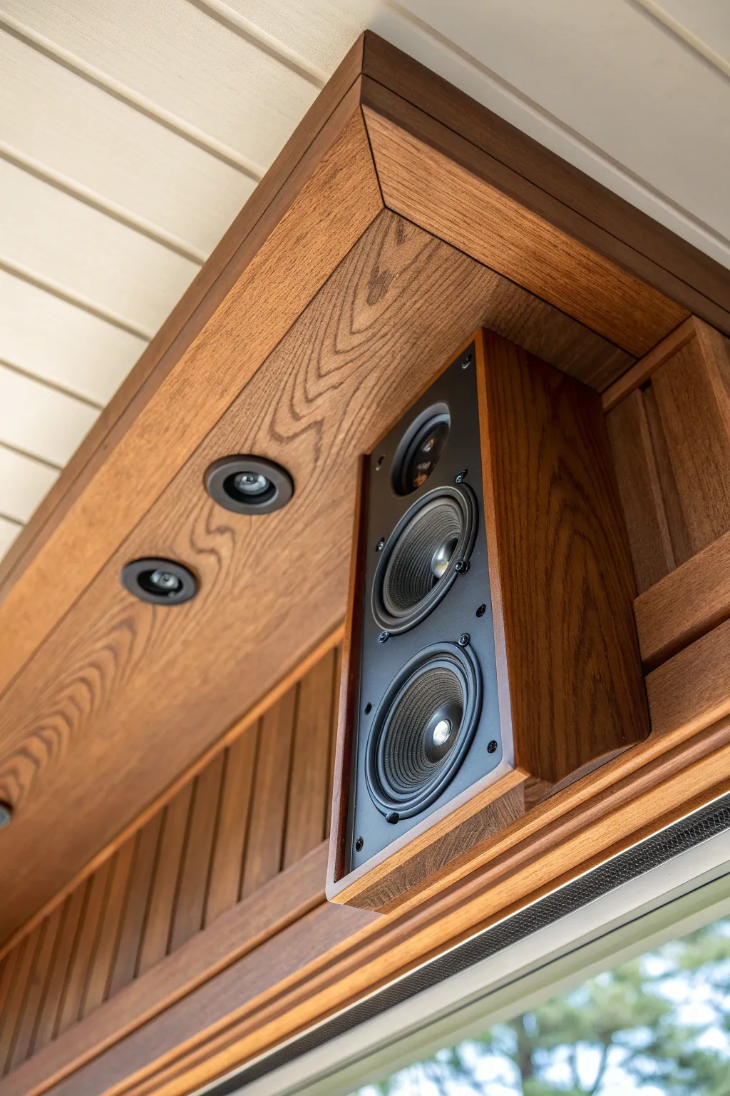 Elevate your home theater with expertly crafted soffits and hidden speakers for a sleek, uncluttered look.