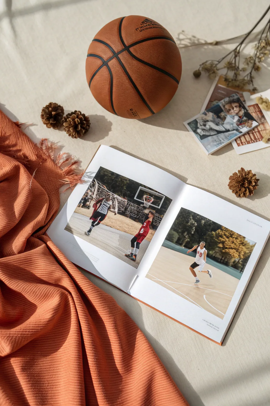 Elevate your basketball scrapbook with a touch of fabric elegance. 🌿📸 #ScandiBoho #CraftedMemories