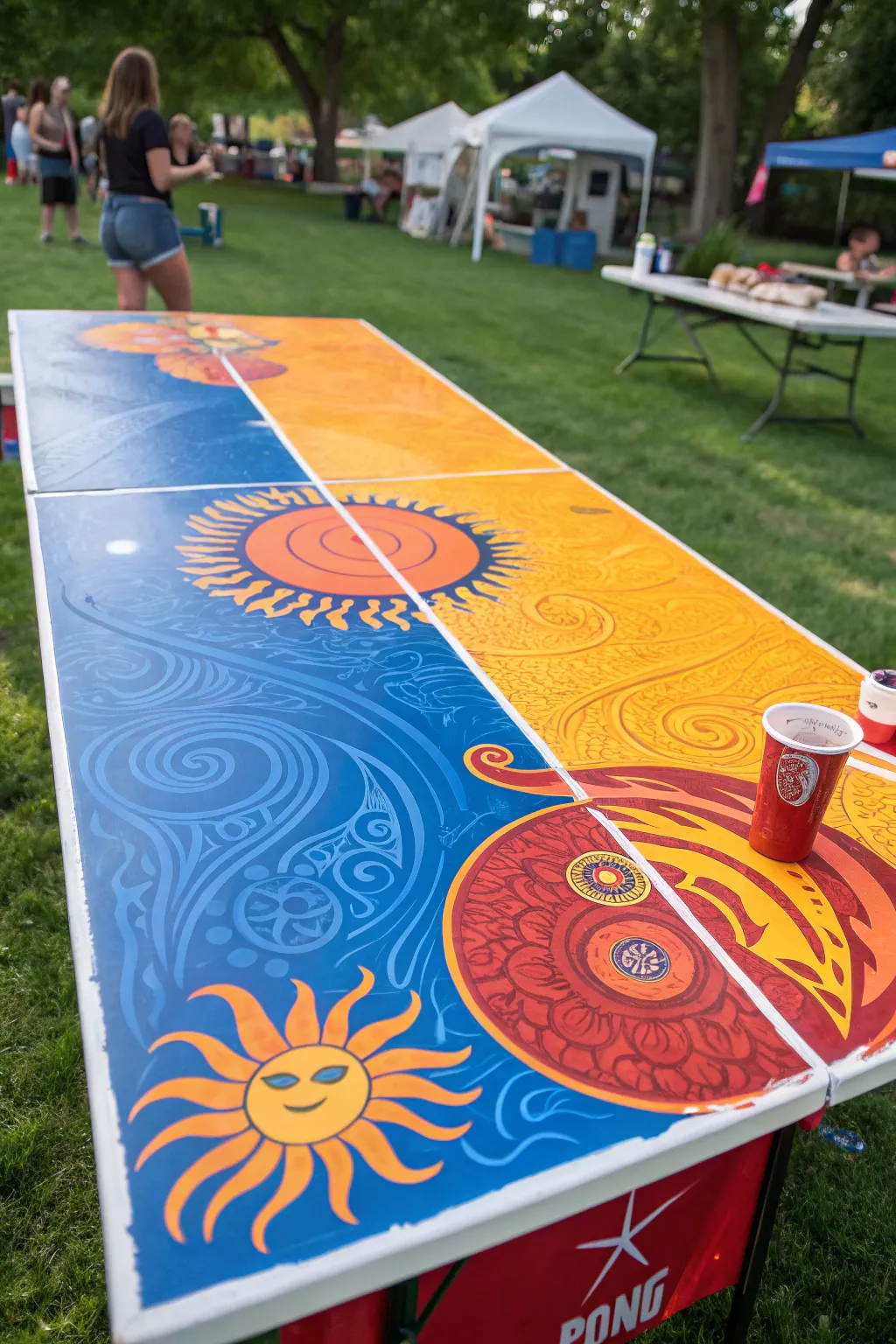 Bring the festival to your backyard with this vibrant, handcrafted beer pong table!