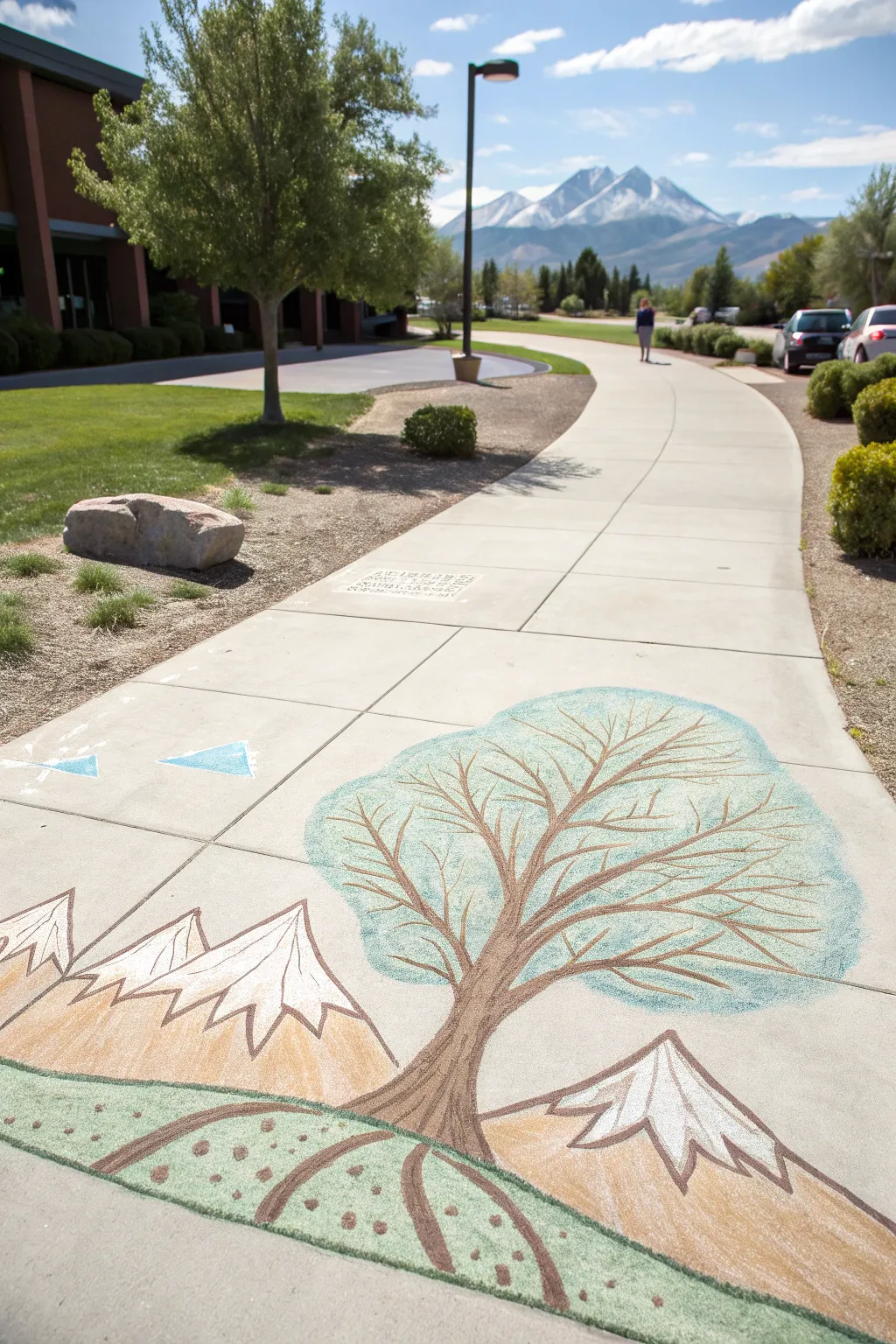 Embrace the serenity of nature with a minimalist touch. 🍃🏔️ #SidewalkArt #ScandiBoho #NatureLovers
