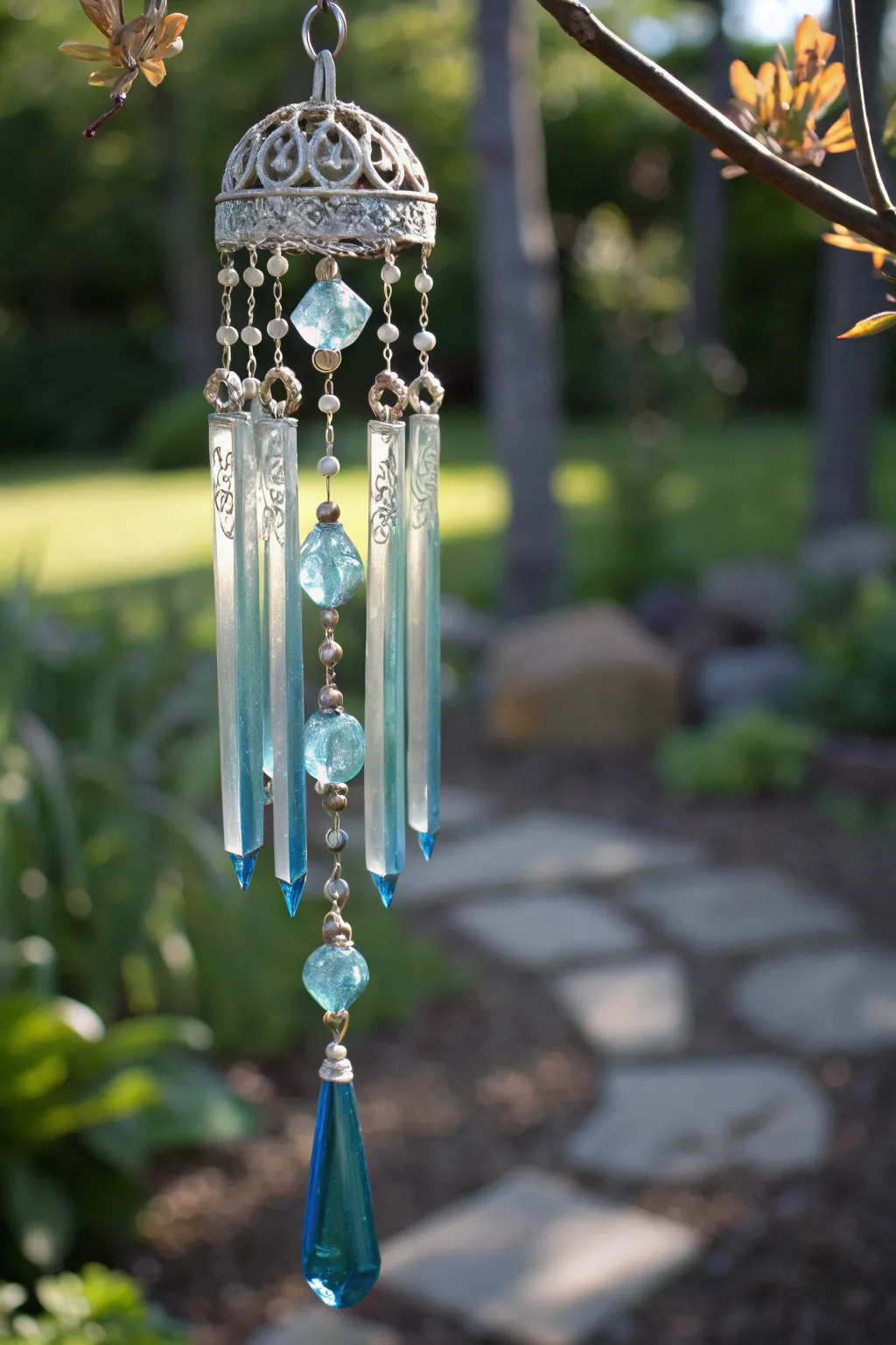 Capture the essence of summer with handcrafted glass wind chimes.