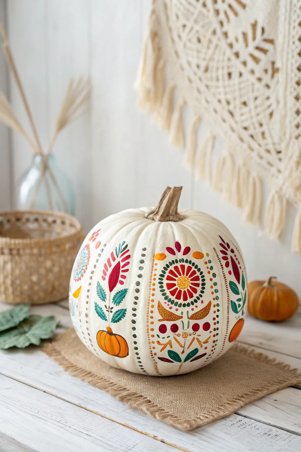 Celebrate heritage with a touch of Scandinavian minimalism: a vibrant papel picado pumpkin masterpiece.