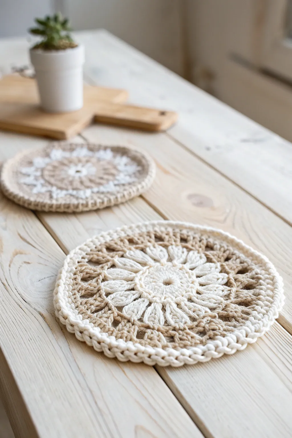 Elevate your table decor with these charming and artfully crafted crochet coasters.