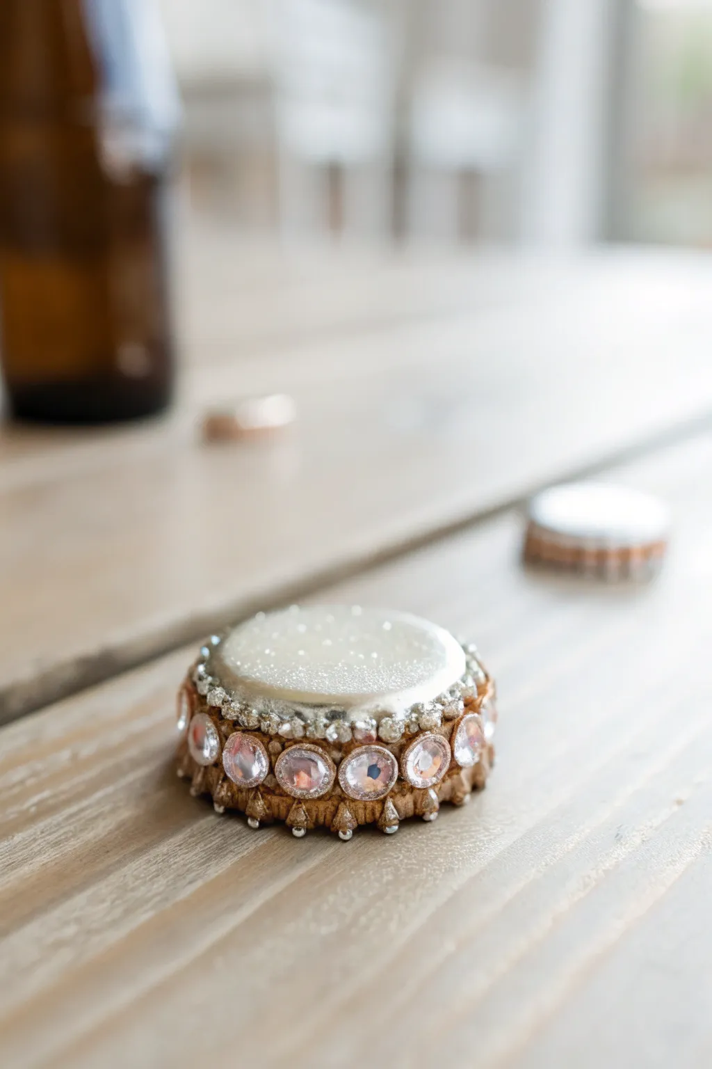 Transform ordinary into extraordinary with gemstone-embellished bottle caps—a perfect blend of minimalist elegance and boho charm.