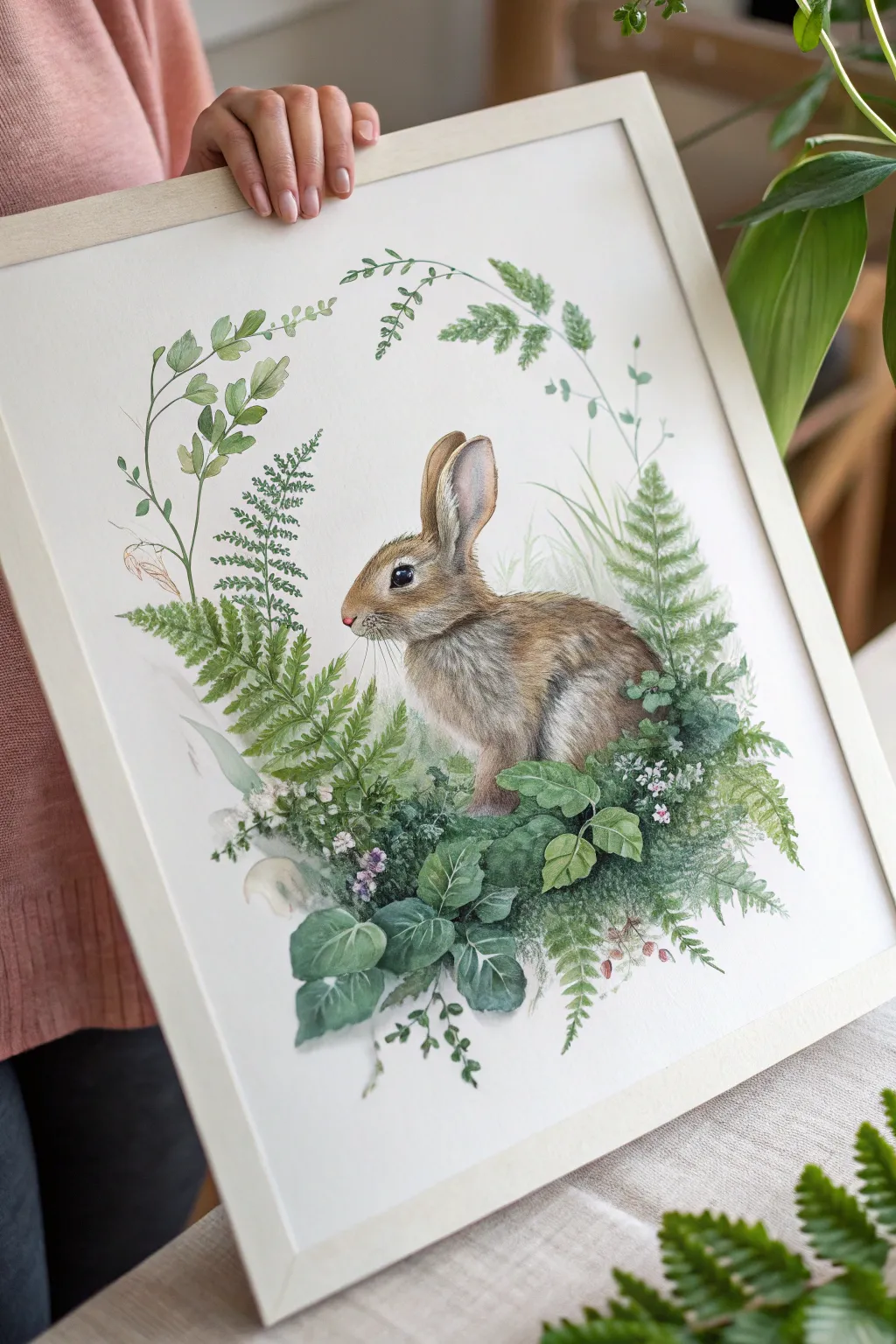 Discover the serene charm of bunnies in a botanical wonderland, where simplicity meets natural elegance.