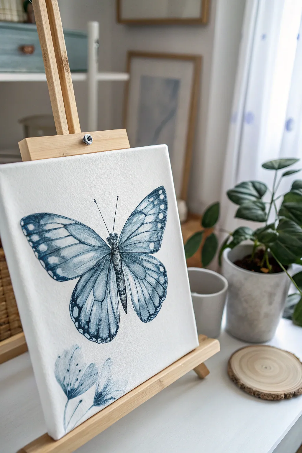 Discover the elegance of simplicity with a monochrome butterfly painting.