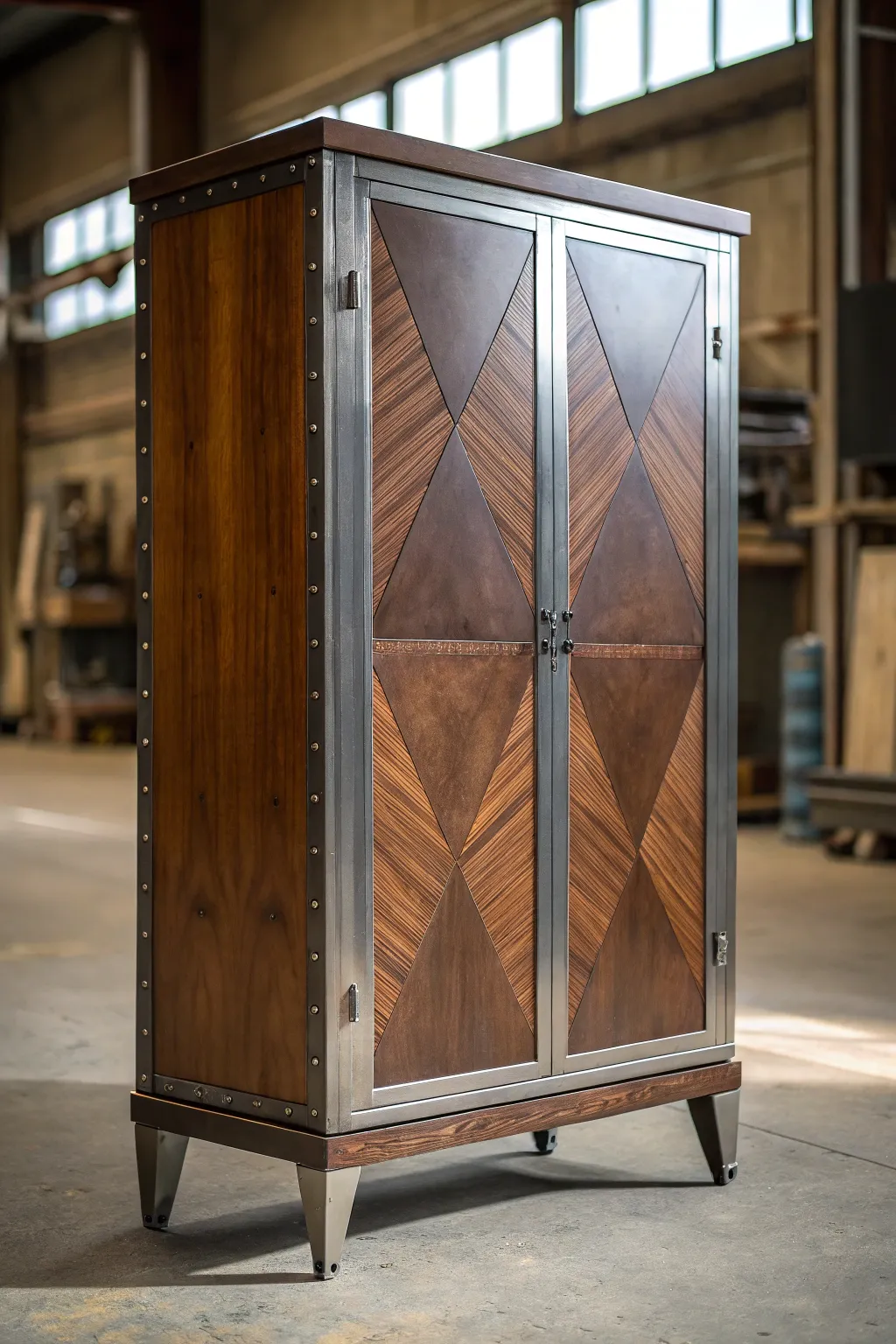 Unleash your creativity with this eclectic fusion of metal and wood—perfect for a unique and stylish workspace.