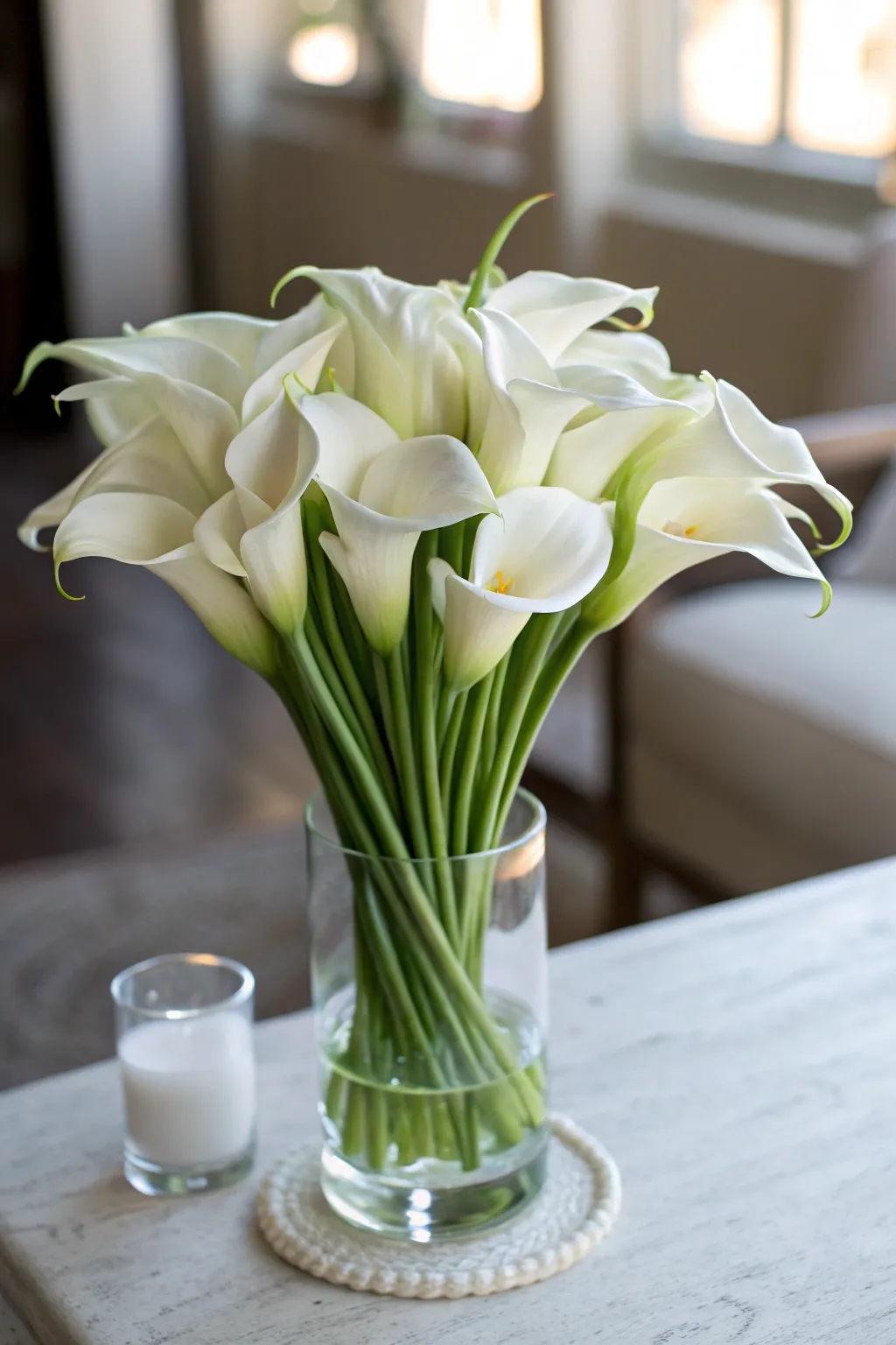 Chic and compact with a modern calla lily bouquet.