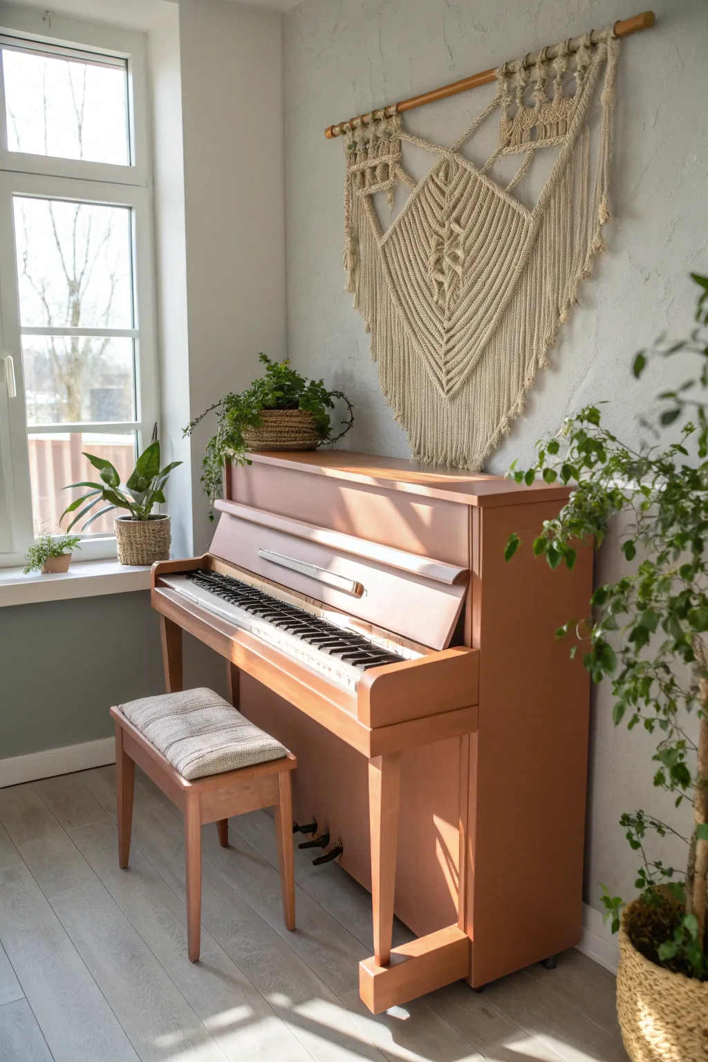 Transform your space with the warm embrace of terracotta and sage. This minimalist piano makes a statement in elegance and artistry.