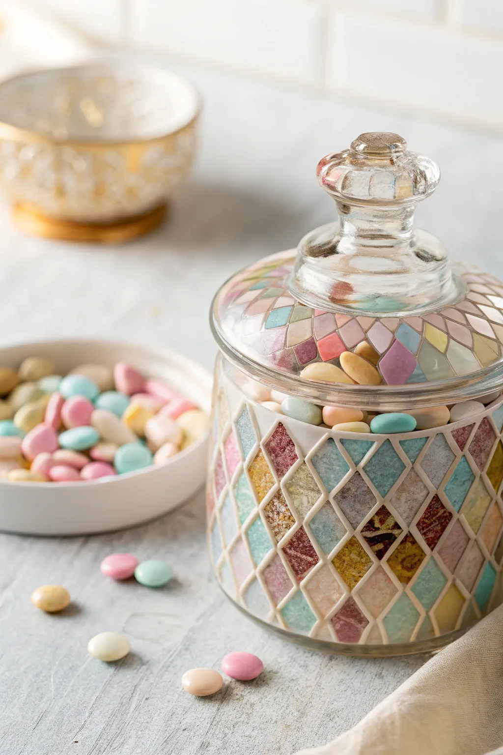 Transform your candy jar into a masterpiece of functional art with a touch of boho charm.