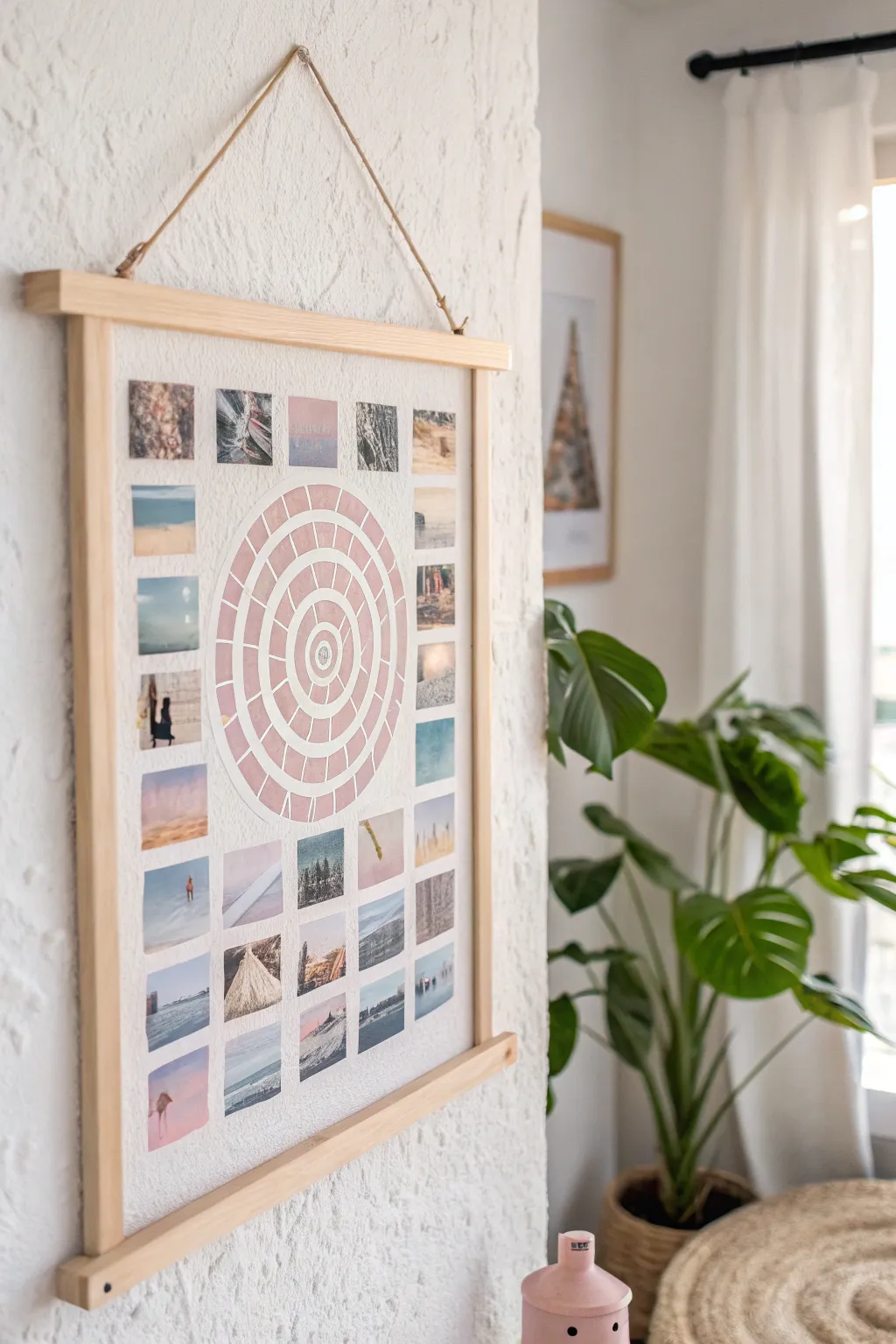Embrace simplicity with a personalized spiral canvas collage that whispers elegance and tranquility.