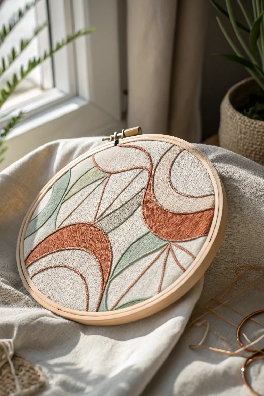 Unleash your creativity with minimalist abstract embroidery – a perfect blend of art and simplicity.