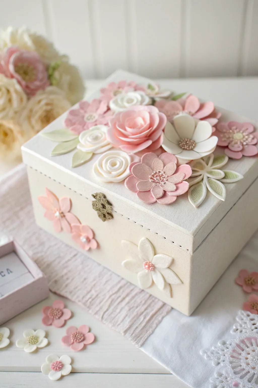 Add a touch of whimsy and elegance to your baby shower with a felt flower card box—where simplicity meets handmade beauty.