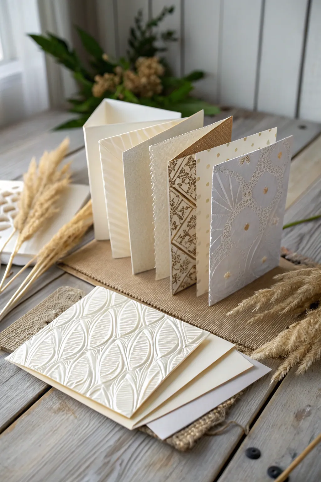 Discover the art of layered textures with these stunning homemade cards; simplicity meets sophistication.