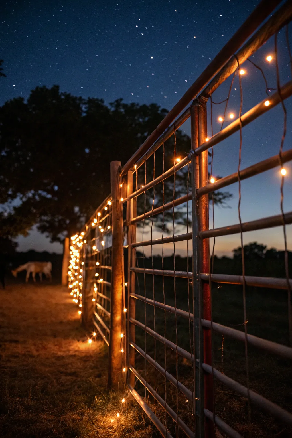 Illuminate your evenings with a touch of rustic romance—cattle panel light displays that captivate.