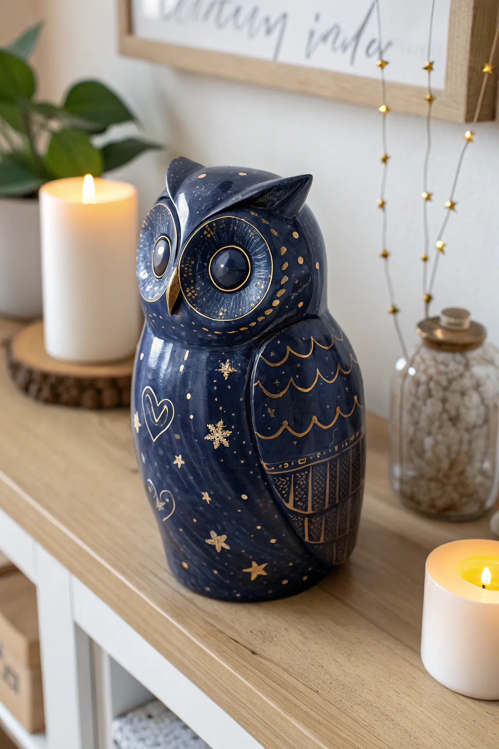 Bring the night sky to your space with this celestial-inspired ceramic owl, a blend of craft and cosmic charm.