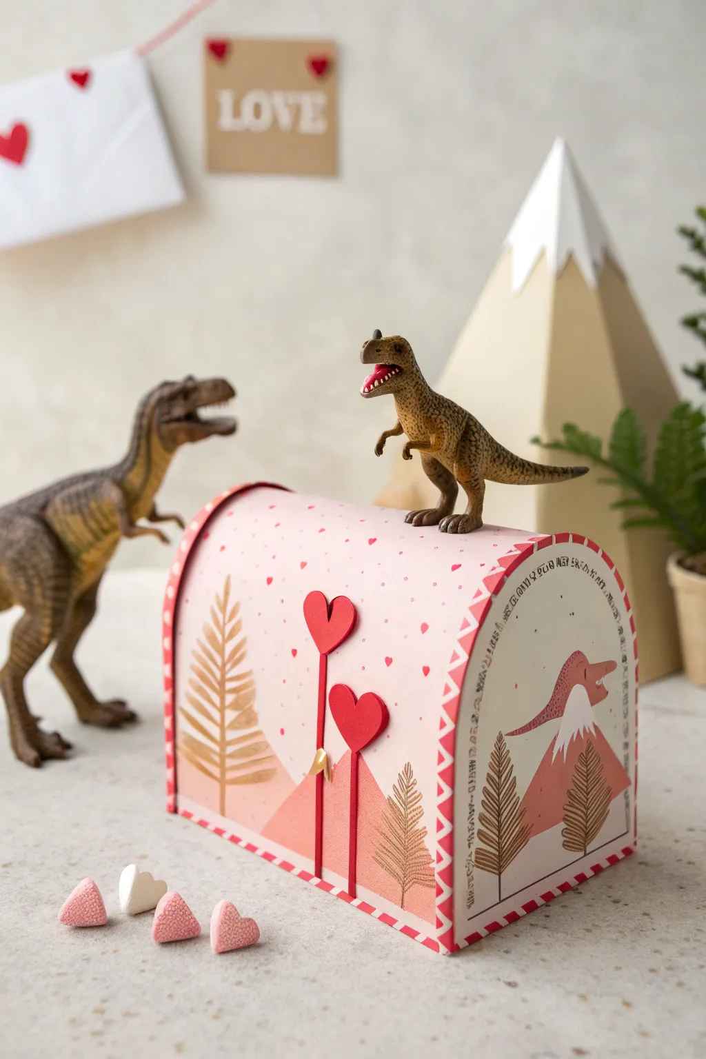 Unleash your creativity with this Dinosaur Adventure Valentine mailbox - a charming blend of prehistoric fun and minimalist design!