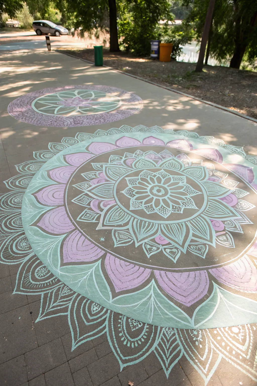 Embrace tranquility with a touch of artistry—craft a giant chalk mandala for a peaceful afternoon escape.