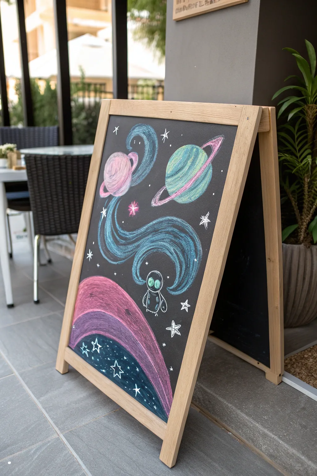 Unleash your imagination with cosmic chalk art! ✨🌌 Perfect for little artists dreaming of galaxies far, far away. #ChalkArt #GalaxyCreations