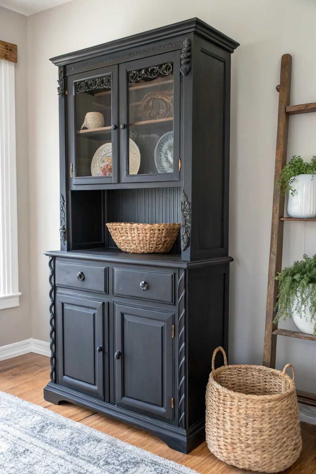 Elevate your space with the timeless elegance of black chalk-painted furniture.