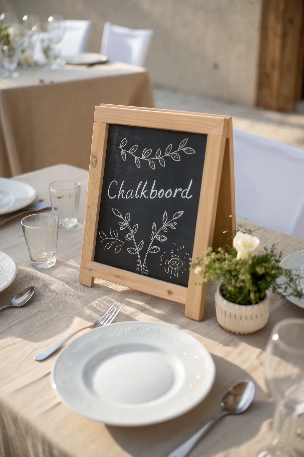 Add a personal touch to your dinner table with charming chalkboard notes and doodles.