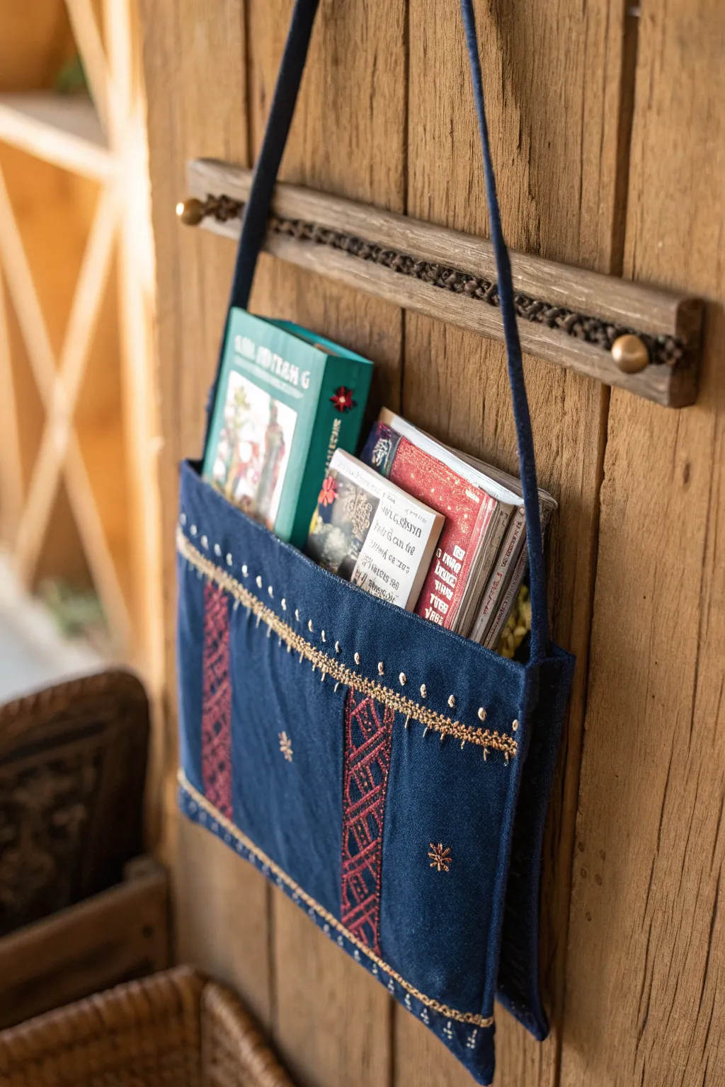Elevate your space with the charm and functionality of a handcrafted fabric sling shelf.