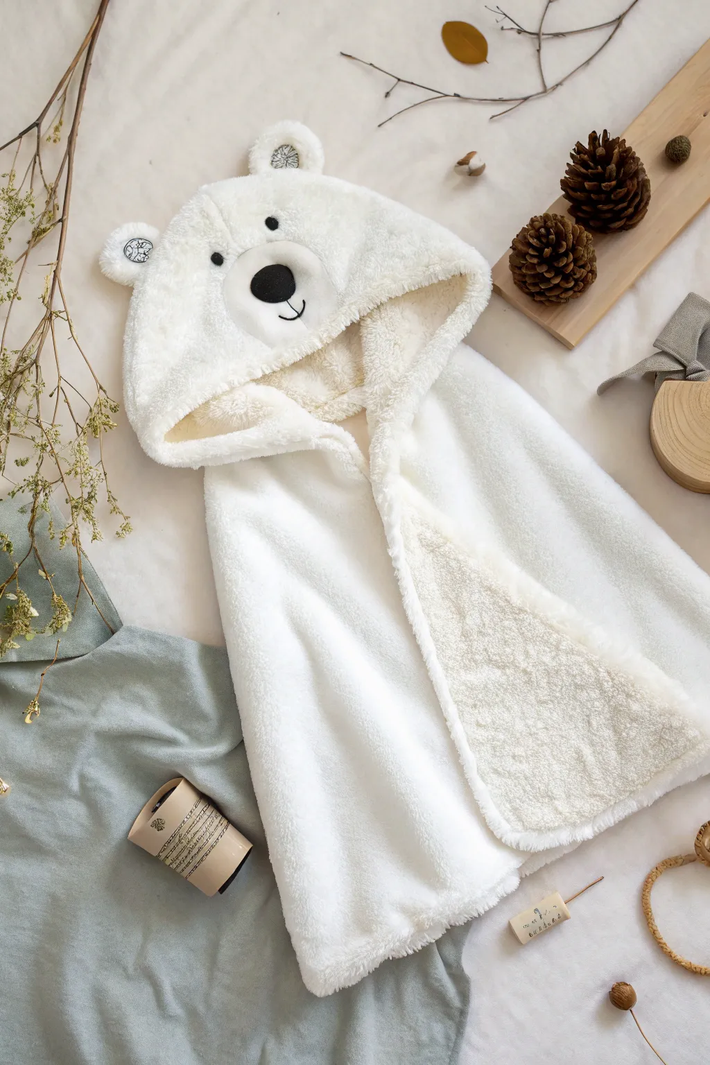 Embrace the warmth of winter with this charming DIY polar bear costume, where simplicity meets cozy elegance.