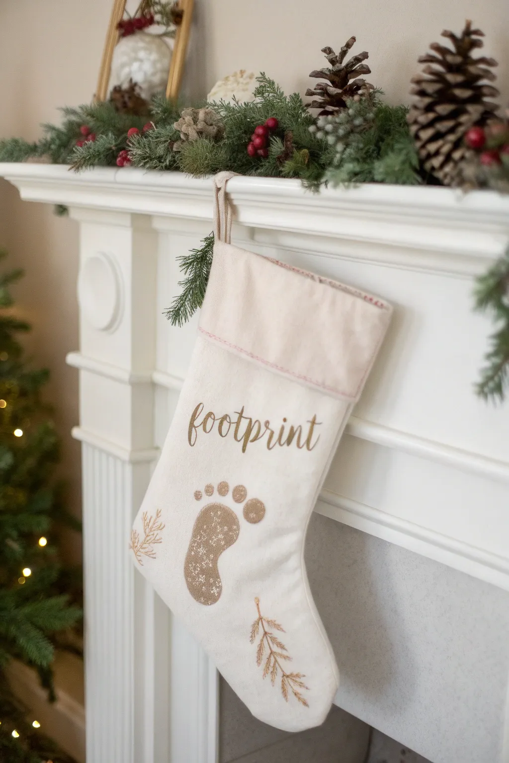 Step into the spirit of Christmas with personalized footprint stockings, a perfect blend of minimalist elegance and handcrafted charm.